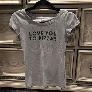 Express Heather Gray Love You to Pizzas Tee